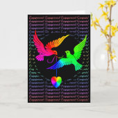 Gay Pride-Verlobungs-Glückwunsch-Regenbogen-Tauben Karte (Gelbe Blume)