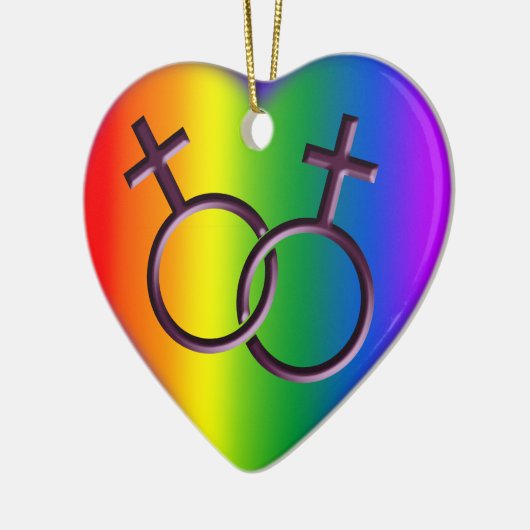 Gay Pride-Verzierungs-personalisierte lesbische Keramik Ornament (Links)