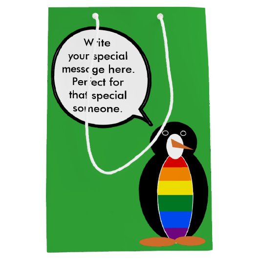 Gay Pride Vortrag von Penguin Personalisiert Mittlere Geschenktüte (Vorderseite)