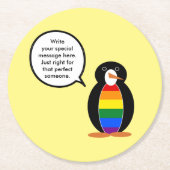 Gay Pride Vortrag von Penguin Personalisiert Runder Pappuntersetzer (Vorderseite)