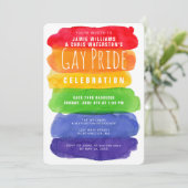 Gay Pride Wasserfarben Rainbow Einladung (Stehend Vorderseite)