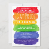 Gay Pride Wasserfarben Rainbow Einladung (Vorderseite)