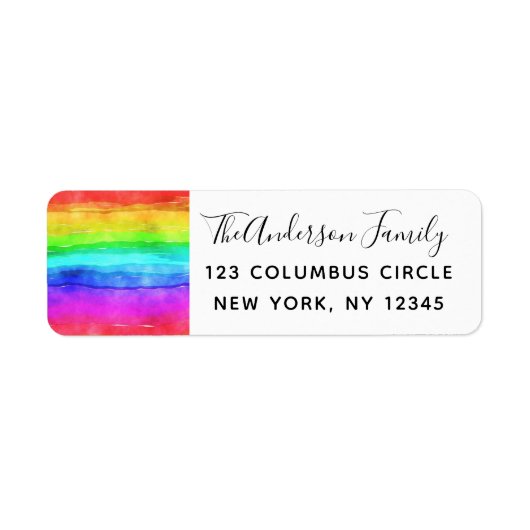 Gay Pride Watercolor Rainbow Rücksendeadresse (Vorne)