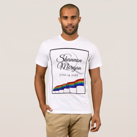 Gay Pride Wedding Rainbow Flags T - Shirt (Vorne ganz)