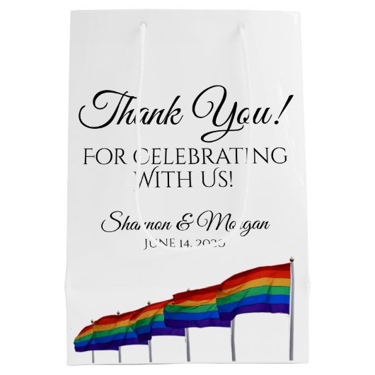 Gay Pride Wedding Vielen Dank Gift Bag - Black Tex Mittlere Geschenktüte (Rückseite)