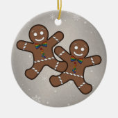 Gay Pride Weihnachten Gingerbrot Männer Couple Keramikornament (Vorne)
