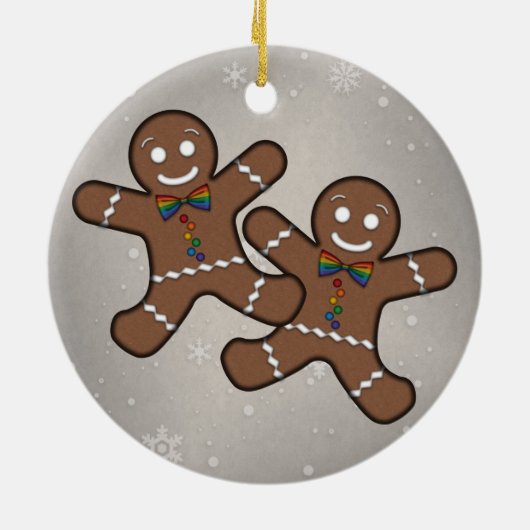 Gay Pride Weihnachten Gingerbrot Männer Couple Keramikornament (Hinten)