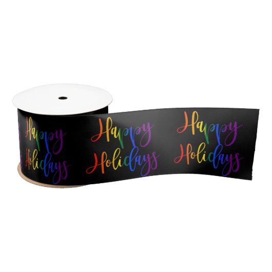 Gay Pride Weihnachten LGBT Rainbow Happy Holidays Satinband (Spule)