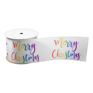 Gay Pride Weihnachten LGBT Rainbow Text Muster Satinband