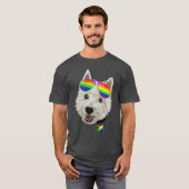 Gay Pride Westie LGBT Hunde Sonnenbrille T-Shirt (Vorne ganz)