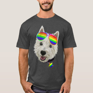 Gay Pride Westie LGBT Hunde Sonnenbrille T-Shirt