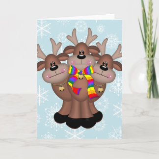 Gay Pride Whimsical Christmas Reindeer Feiertagskarte