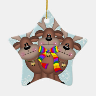 Gay Pride Whimsical Christmas Reindeer Keramik Ornament