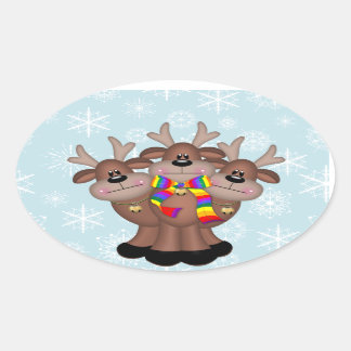 Gay Pride Whimsical Christmas Reindeer Ovaler Aufkleber