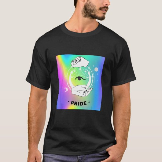 Gay Pride Witchy Moon Tarot Card Rainbow Eye LGBTQ T-Shirt (Vorderseite)