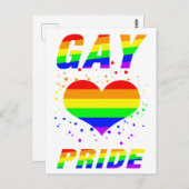 Gay Pride with Heart Postkarte (Vorne/Hinten)