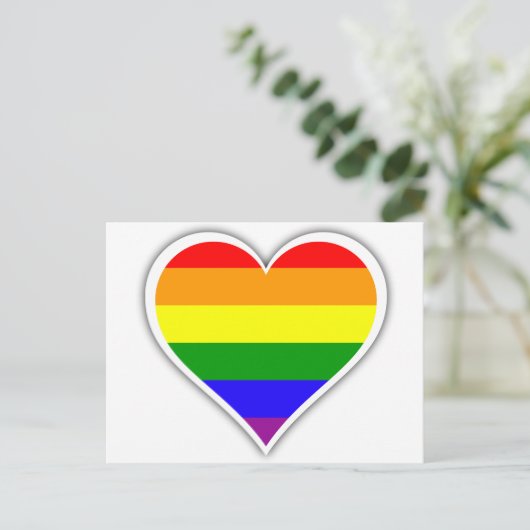 Gay Prideregenbogenherz Postkarte (Stehend Vorderseite)