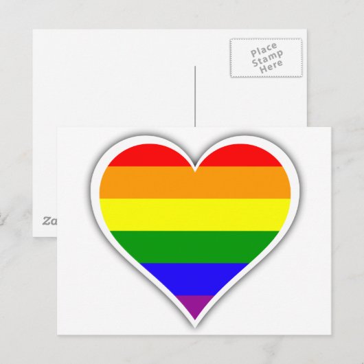 Gay Prideregenbogenherz Postkarte (Vorne/Hinten)