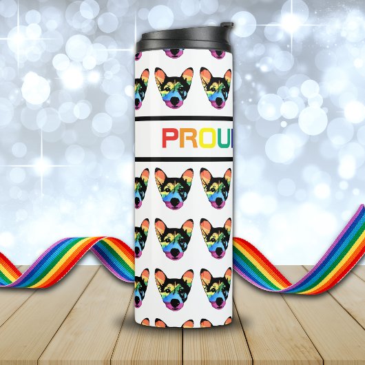 Gay Progressive Pride Rainbow Dog Lover Thermosbecher