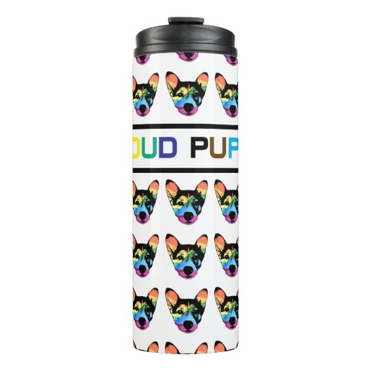 Gay Progressive Pride Rainbow Dog Lover Thermosbecher (Vorderseite)
