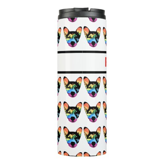 Gay Progressive Pride Rainbow Dog Lover Thermosbecher (Rückseite)