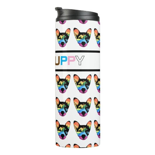 Gay Progressive Pride Rainbow Dog Lover Thermosbecher (Nach rechts gedreht)