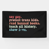"Gay Protect Trans Kids Read Banned Books LGBTQ" Banner (Horizontal)