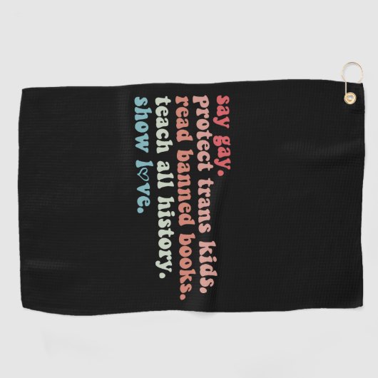 "Gay Protect Trans Kids Read Banned Books LGBTQ" Golfhandtuch (Horizontal)