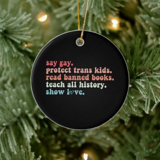 "Gay Protect Trans Kids Read Banned Books LGBTQ" Keramik Ornament (Baum)