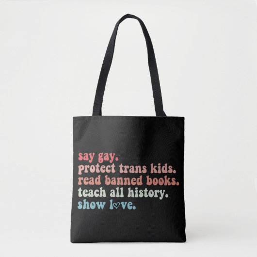 "Gay Protect Trans Kids Read Banned Books LGBTQ" Tasche (Vorderseite)