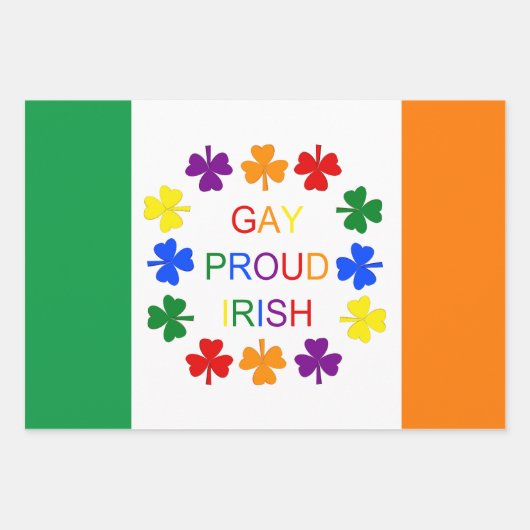 Gay Proud Irish LGBT Rainbow Kleeblatts Custom Geschenkpapier Set (Vorderseite 3)
