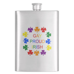 Gay Proud Irish LGBT Rainbow Kleeblatts Flachmann