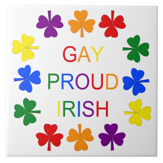 Gay Proud Irish LGBT Rainbow Kleeblatts Fliese (Vorderseite)