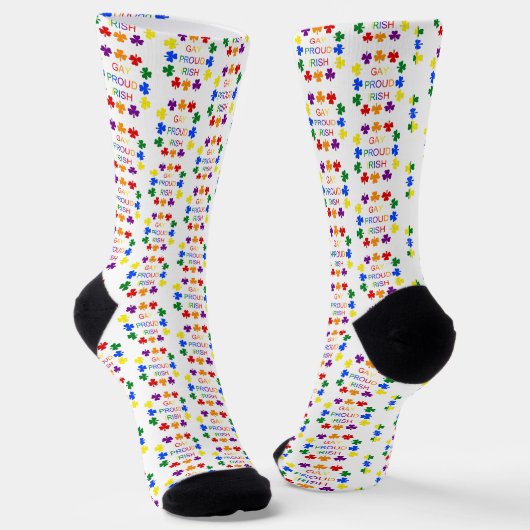 Gay Proud Irish LGBT Rainbow Kleeblatts Gemustert Socken (Gewinkelt)