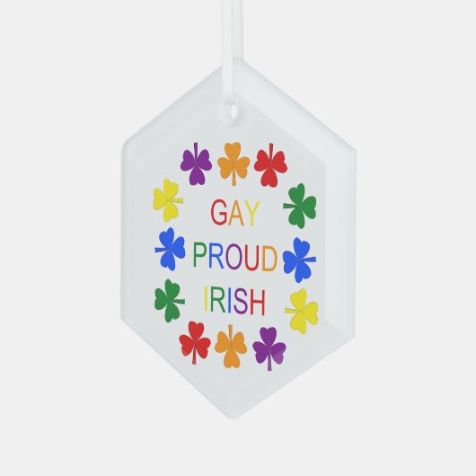 Gay Proud Irish LGBT Rainbow Kleeblatts Ornament Aus Glas (Vorderseite Links)