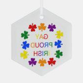 Gay Proud Irish LGBT Rainbow Kleeblatts Ornament Aus Glas (Rückseite)