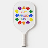 Gay Proud Irish LGBT Rainbow Kleeblatts Pickleball Schläger (Rückseite)