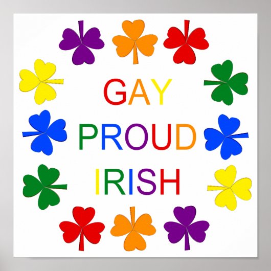 Gay Proud Irish LGBT Rainbow Kleeblatts Poster (Vorne)