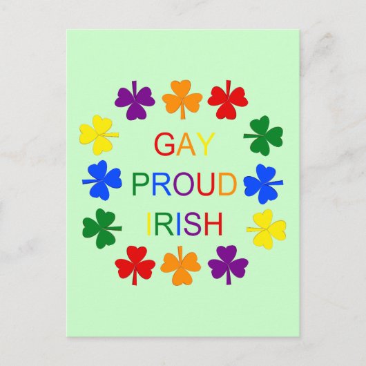 Gay Proud Irish LGBT Rainbow Kleeblatts Postkarte (Vorderseite)