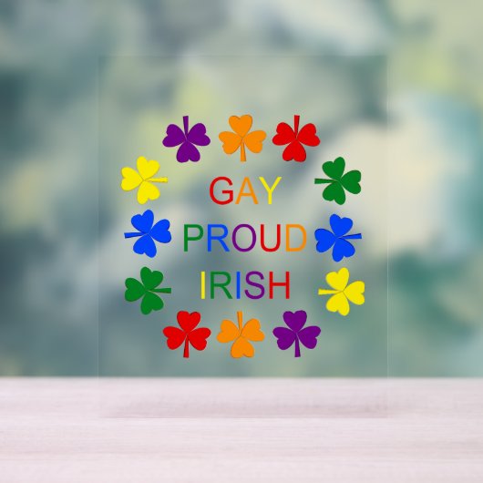 Gay Proud Irish Rainbow Kleeblatts Acrylschild (Neutral)