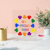 Gay Proud Irish Rainbow Kleeblatts Acrylschild (Hochzeit)