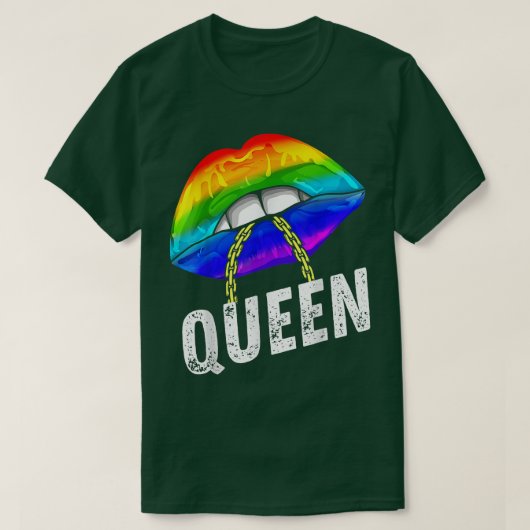Gay Queen Lips Chain Gay Rights Stolz T-Shirt (Design vorne)