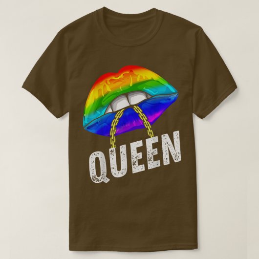 Gay Queen Lips Chain Gay Rights Stolz T-Shirt (Design vorne)