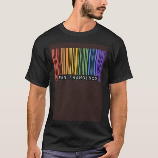 Gay Queer Barcode Pride San Francisco California A T-Shirt (Vorderseite)