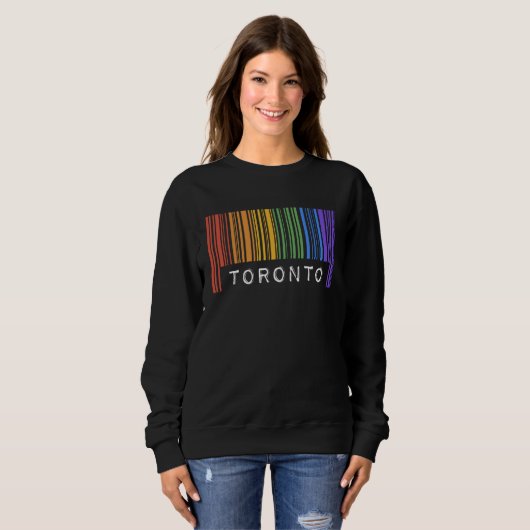 Gay Queer Barcode Pride Toronto Canada Aesthetic L Sweatshirt (Vorne ganz)
