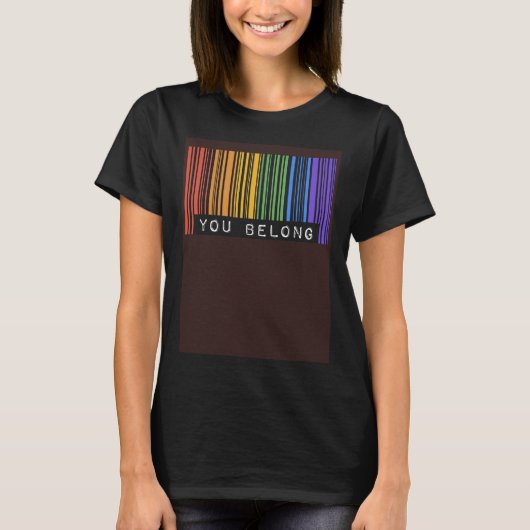 Gay Queer Barcode Pride You Belong Ally Aesthetic  T-Shirt (Vorderseite)
