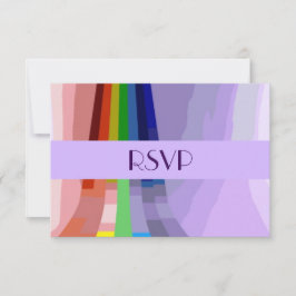 Gay Rainbow and Rings Wedding RSVP Karte