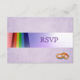 Gay Rainbow and Rings Wedding RSVP Karte