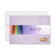 Gay Rainbow and Rings Wedding RSVP