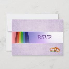 Gay Rainbow and Rings Wedding RSVP Karte